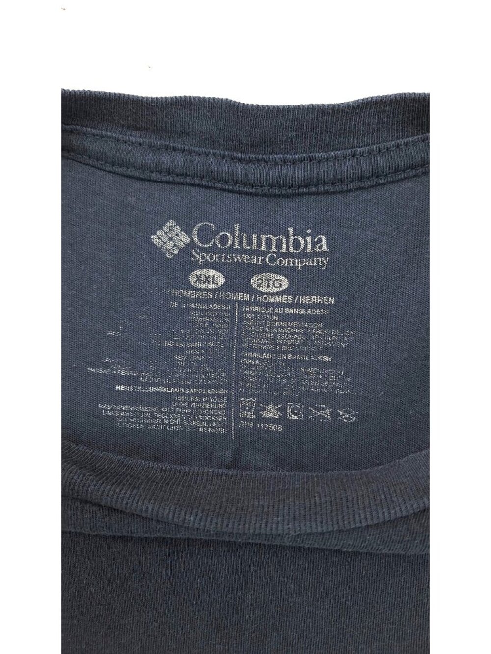 Columbia Men 2XL Navy Blue Crewneck Graphic T-Shirt Bear Logo Size XXL Sunset - Picture 4 of 6